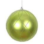 Vickerman N170673D 4" Lime Matte And Glitter Swirl Ball Ornament 4 Per Box