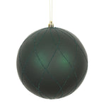 Vickerman N170674D 4" Midnight Green Matte And Glitter Swirl Ball Ornament 4 Per Box