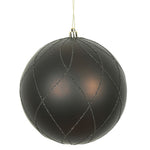 Vickerman N170875D 8" Chocolate Matte And Glitter Swirl Ball Ornament With Drilled And Wired Caps.