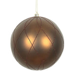 Vickerman N170676D 4" Mocha Matte And Glitter Swirl Ball Ornament 4 Per Box