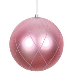 Vickerman N170679D 4" Pink Matte And Glitter Swirl Ball Ornament 4 Per Box