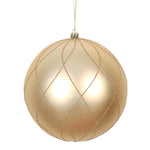 Vickerman N170680D 4" Cafe Latte Matte And Glitter Swirl Ball Ornament 4 Per Box