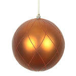 Vickerman N170688D 4" Copper Matte And Glitter Swirl Ball Ornament 4 Per Box