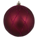 Vickerman N170821D 8" Berry Red Matte And Glitter Swirl Ball Ornament