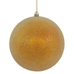 Vickerman N172430D 8" Antique Gold Iced Ball Ornament With Drilled And Wired Caps.