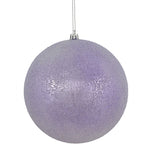 Vickerman N172486D 8" Lavender Iced Ball Ornament With Drilled And Wired Caps.