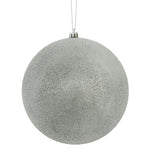 Vickerman N172187D 4" Pewter Iced Ball Ornament With Drilled And Wired Caps. Comes 4 Per Box.