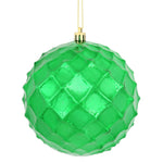 Vickerman N174204D 4.75" Green Shiny Diamond Bauble Christmas Ornament Set Of 4