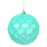 Vickerman N174142D 4" Teal Shiny Diamond Bauble Christmas Ornament 6 Per Bag