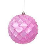 Vickerman N174145D 4" Mauve Shiny Diamond Bauble Ornament With Drilled And Wired Caps. Comes 6 Per Bag.