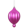 Vickerman N174670D 6.3" X 3.5"  Fuchsia Matte Lantern Ornament With Drilled And Wired Caps Comes 4/Bag