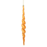 Vickerman N175118D 14.6" Burnished Orange Shiny Spiral Icicle Ornament With Drilled And Wired Caps Comes 2/Box