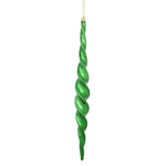 Vickerman N175124D 14.6" Emerald Shiny Spiral Icicle Ornament With Drilled And Wired Caps Comes 2/Box