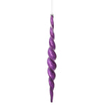 Vickerman N175126D 14.6" Plum Shiny Spiral Icicle Ornament With Drilled And Wired Caps Comes 2/Box