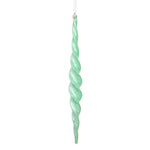 Vickerman N175144D 14.6" Seafoam Shiny Spiral Icicle Ornament With Drilled And Wired Caps Comes 2/Box