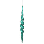 Vickerman N175162D 14.6" Sea Blue Shiny Spiral Icicle Ornament With Drilled And Wired Caps Comes 2/Box