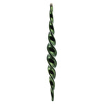 Vickerman N175164D 14.6" Moss Green Shiny Spiral Icicle Ornament With Drilled And Wired Caps Comes 2/Box