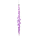 Vickerman N175169D 14.6" Orchid Shiny Spiral Icicle Ornament With Drilled And Wired Caps Comes 2/Box