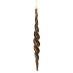 Vickerman N175175D 14.6" Chocolate Shiny Spiral Icicle Ornament With Drilled And Wired Caps Comes 2/Box