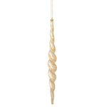 Vickerman N175180D 14.6" Cafe Latte Shiny Spiral Icicle Ornament With Drilled And Wired Caps Comes 2/Box