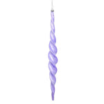 Vickerman N175186D 14.6" Lavender Shiny Spiral Icicle Ornament With Drilled And Wired Caps Comes 2/Box