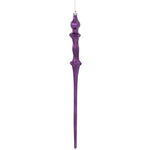 Vickerman N175326D 15.7" Plum Shiny Icicle Ornament With Drilled And Wired Caps Comes 3/Box