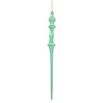 Vickerman N175344D 15.7" Seafoam Shiny Icicle Ornament With Drilled And Wired Caps Comes 3/Box