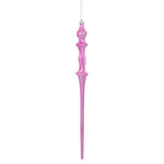 Vickerman N175345D 15.7" Mauve Shiny Icicle Ornament With Drilled And Wired Caps Comes 3/Box