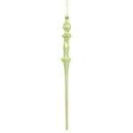 Vickerman N175354D 15.7" Celadon Shiny Icicle Ornament With Drilled And Wired Caps Comes 3/Box