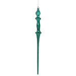 Vickerman N175362D 15.7" Sea Blue Shiny Icicle Ornament With Drilled And Wired Caps Comes 3/Box