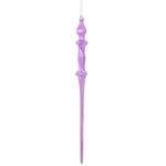 Vickerman N175369D 15.7" Orchid Shiny Icicle Ornament With Drilled And Wired Caps Comes 3/Box