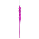 Vickerman N175370D 15.7" Fuchsia Shiny Icicle Ornament With Drilled And Wired Caps Comes 3/Box