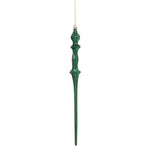 Vickerman N175374D 15.7" Midnight Green Shiny Icicle Ornament With Drilled And Wired Caps Comes 3/Box