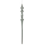 Vickerman N175387D 15.7" Pewter Shiny Icicle Ornament With Drilled And Wired Caps Comes 3/Box