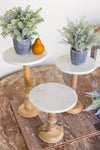 Kalalou NART1000 Set of Three Wooden Display Stands with White Marble Tops