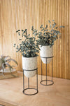 Kalalou NART1077 Set of Two Terrazzo Planters Stands with Iron Stands #2