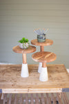 Kalalou NART1121 Set of Three Wood Top Risers with Stone Bases