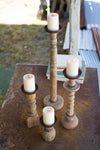 Kalalou NAT1011 Set of Four Recycled Turned Wood Candle Holders
