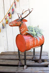 Kalalou NBA2000 Red Reclaimed Metal Barrel Deer Cooler Planter