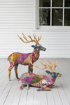 Kalalou NFAC1000 Set of Two Stag With Recycled Patchwork Cloth