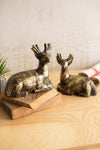 Kalalou NGN1508 Set of Two Clay Deer with Gold and Copper Accent