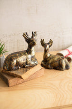 Kalalou NGN1508 Set of Two Clay Deer with Gold and Copper Accent