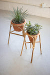 Kalalou NKE1265 Set Of Two Bamboo Stands With Terracotta Pots