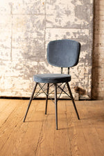 Kalalou NKHU1012 Velvet Dining Chair With Iron Frame - Steel Blue