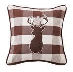 HiEnd Accents Embroidered Deer on Buffalo Linen Fabric