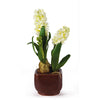 Nearly Natural 4700-WH Hyacinth with Glazed Pot Silk Flower Arrangements