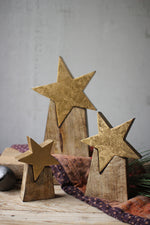 Kalalou NNV1008 Set of 3 Wooden Star on Base