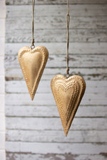 Kalalou NNV1077 Set of 2 Antique Brass Metal Hearts