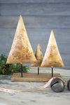 Kalalou NNV1099 Three Antique Gold Christmas Trees on a Wooden Base