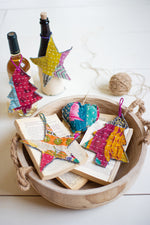 Kalalou NRV2241 Set of 6 Kantha Christmas Ornament Sets